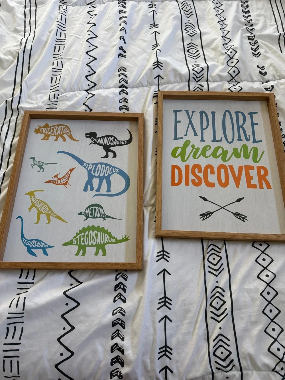 Explore Dream Discover Wall Art Set in Blue, Green & Orange